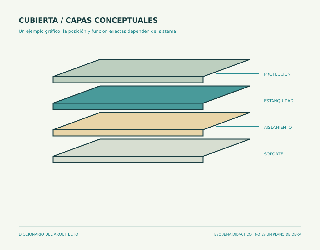 Capas esquemáticas de una cubierta